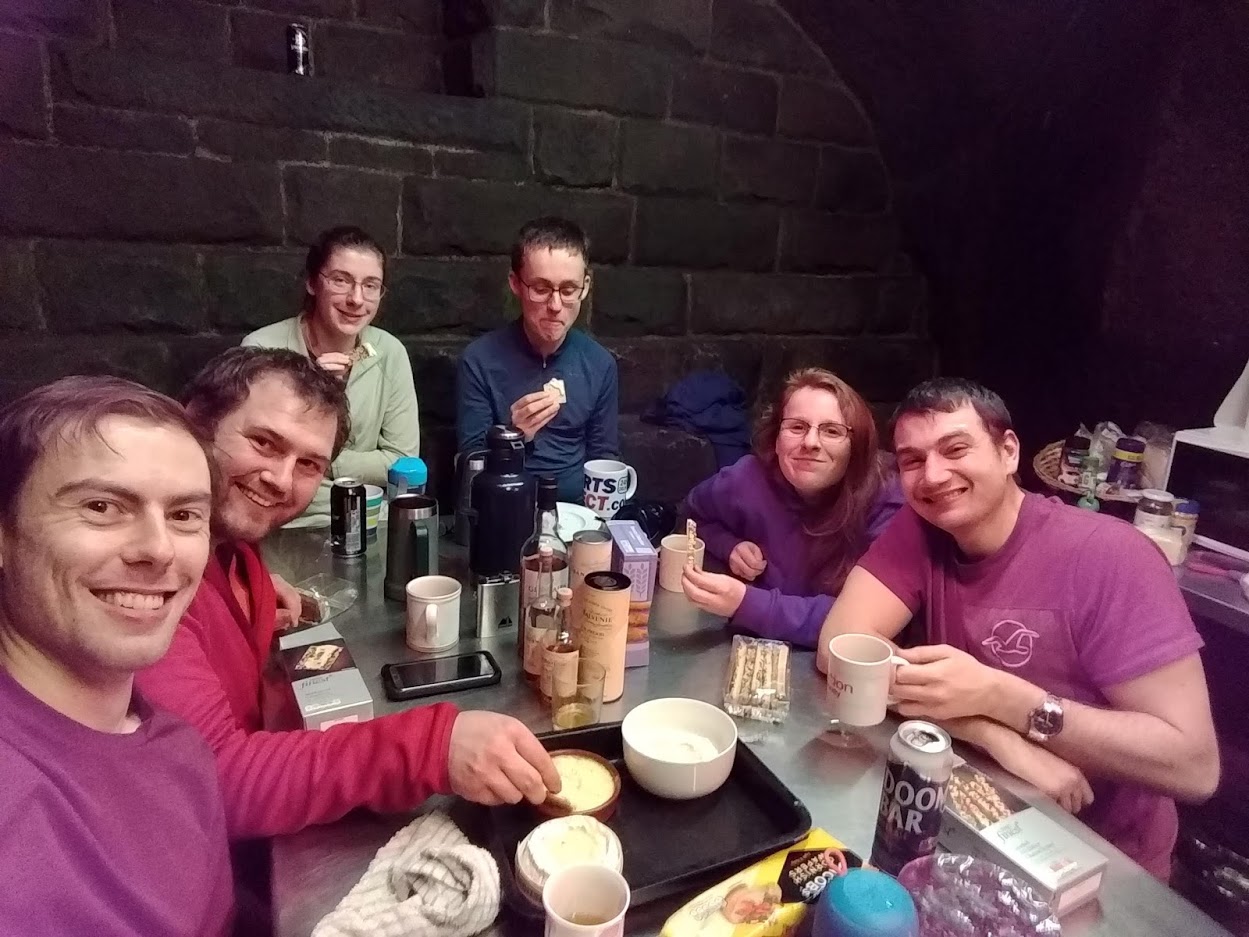 A cheese and port evening with some SUHC members in a very unique bunkhouse/cave in The Roaches, Peak District, pre-COVID restrictions.